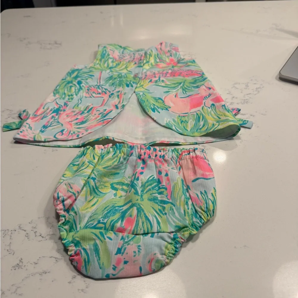 Lilly Pulitzer Pink and Green Diaper Cover Set